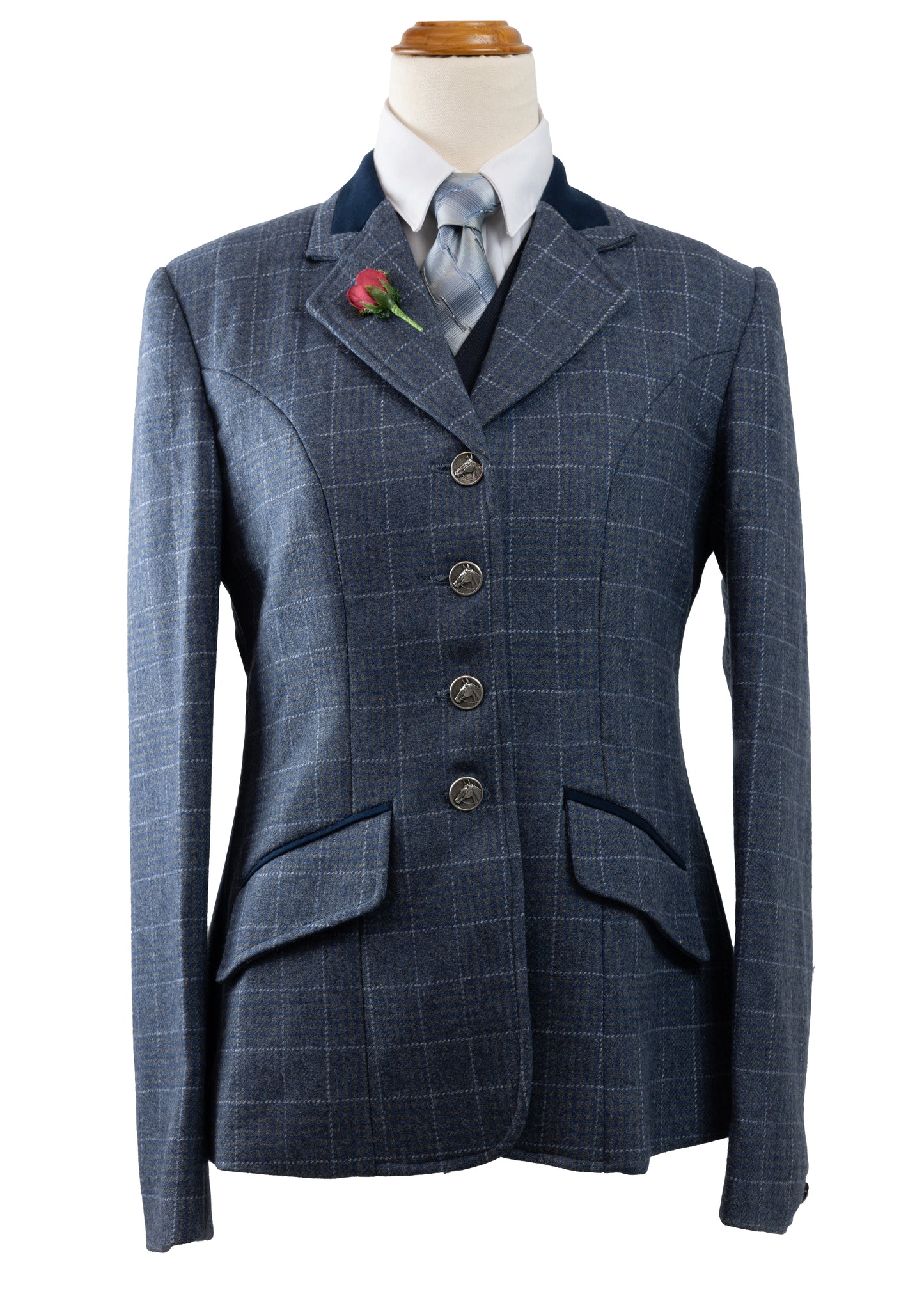02 - 2023 Ladies blue grey pure wool midweight tweed riding jacket