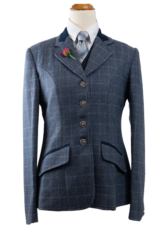 02 - 2023 Ladies blue grey pure wool midweight tweed jacket