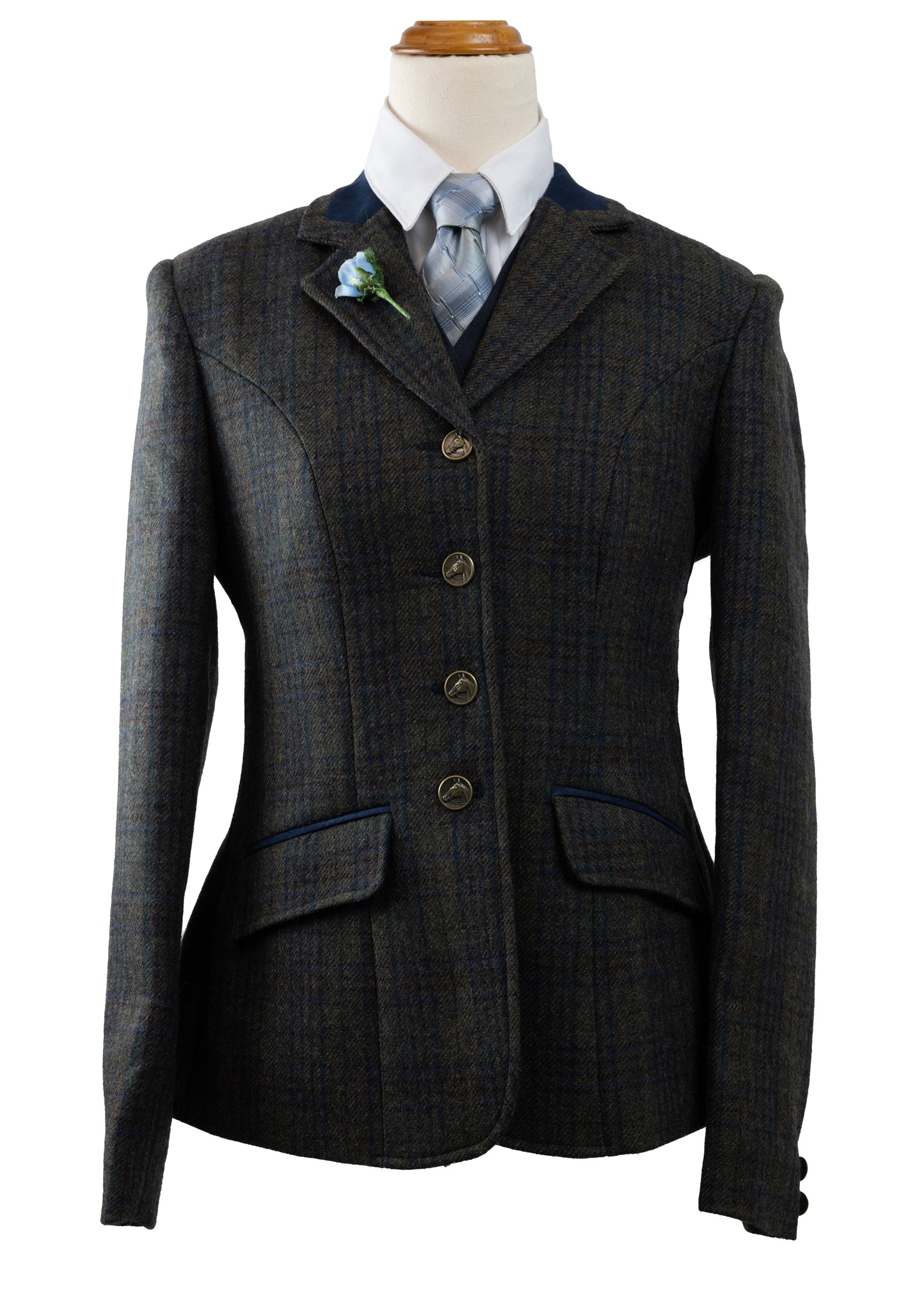 03 - 2023 Ladies green/blue/brown pure wool midweight tweed riding jacket