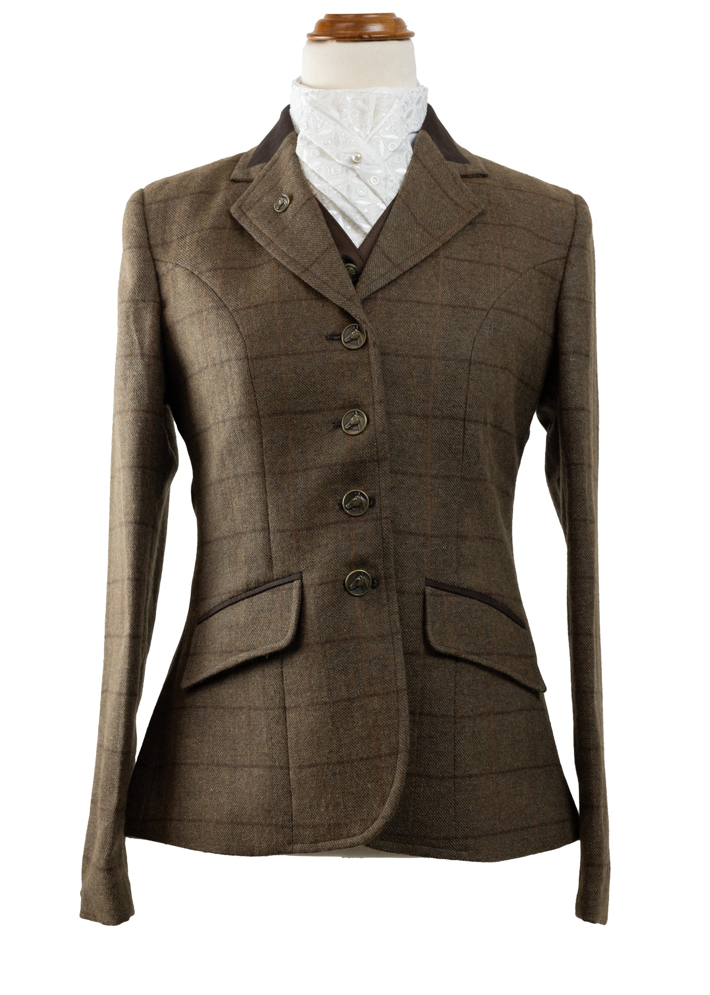04 - 2023 Ladies coffee brown pure wool midweight tweed riding jacket
