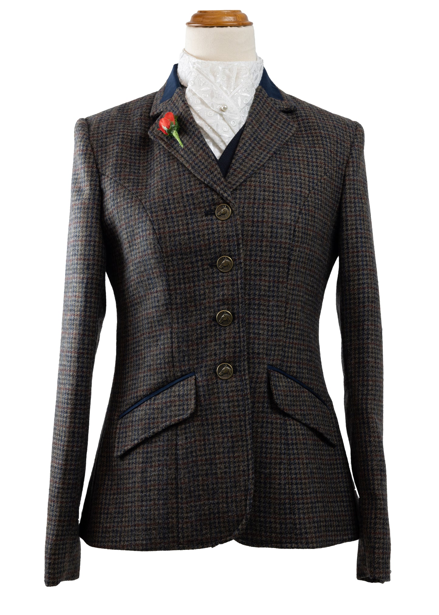 05 - 2023 Ladies navy and brown pure wool midweight tweed riding jacket