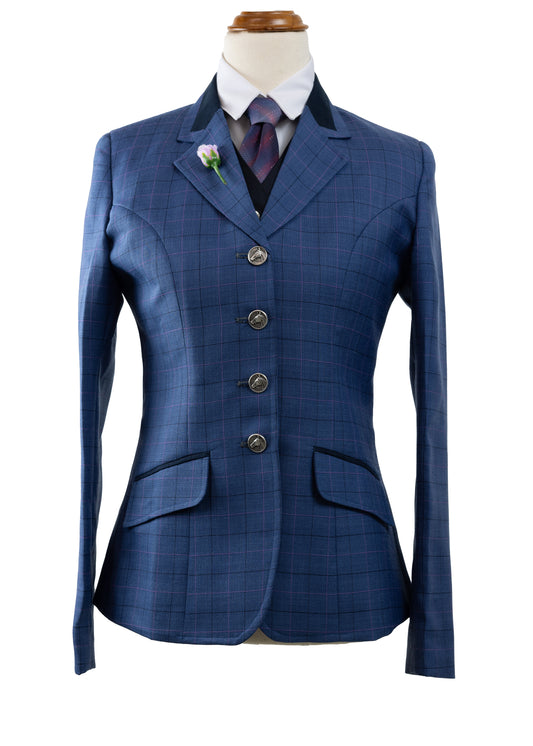 06 - 2023 Ladies mid blue wool blend tweed jacket