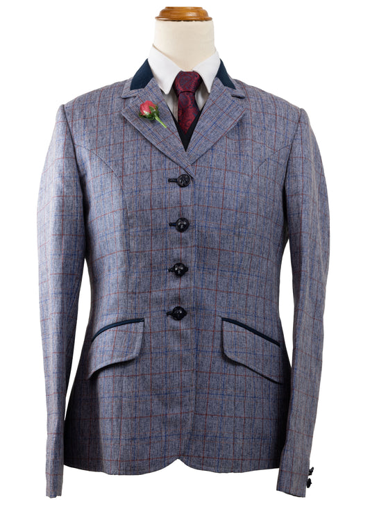 16 - 2023 Ladies blue grey wool blend tweed jacket