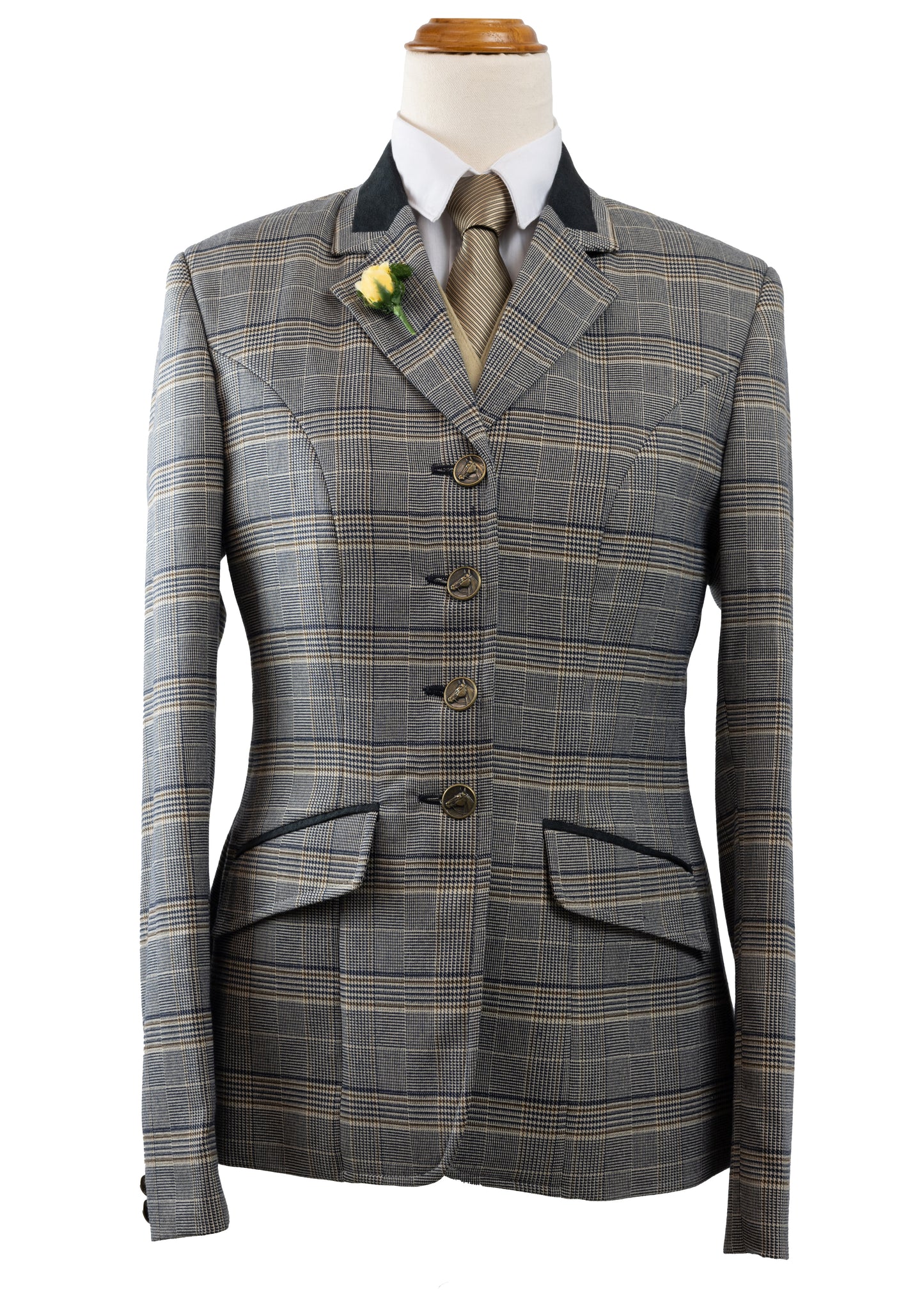 19 - 2023 Ladies black, navy, cream and brown tweed jacket