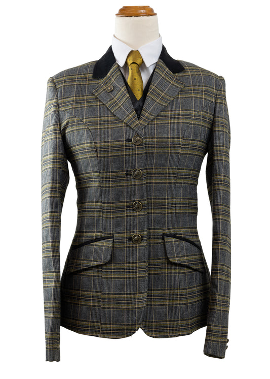24 - 2023 Ladies bold black and gold wool blend tweed jacket