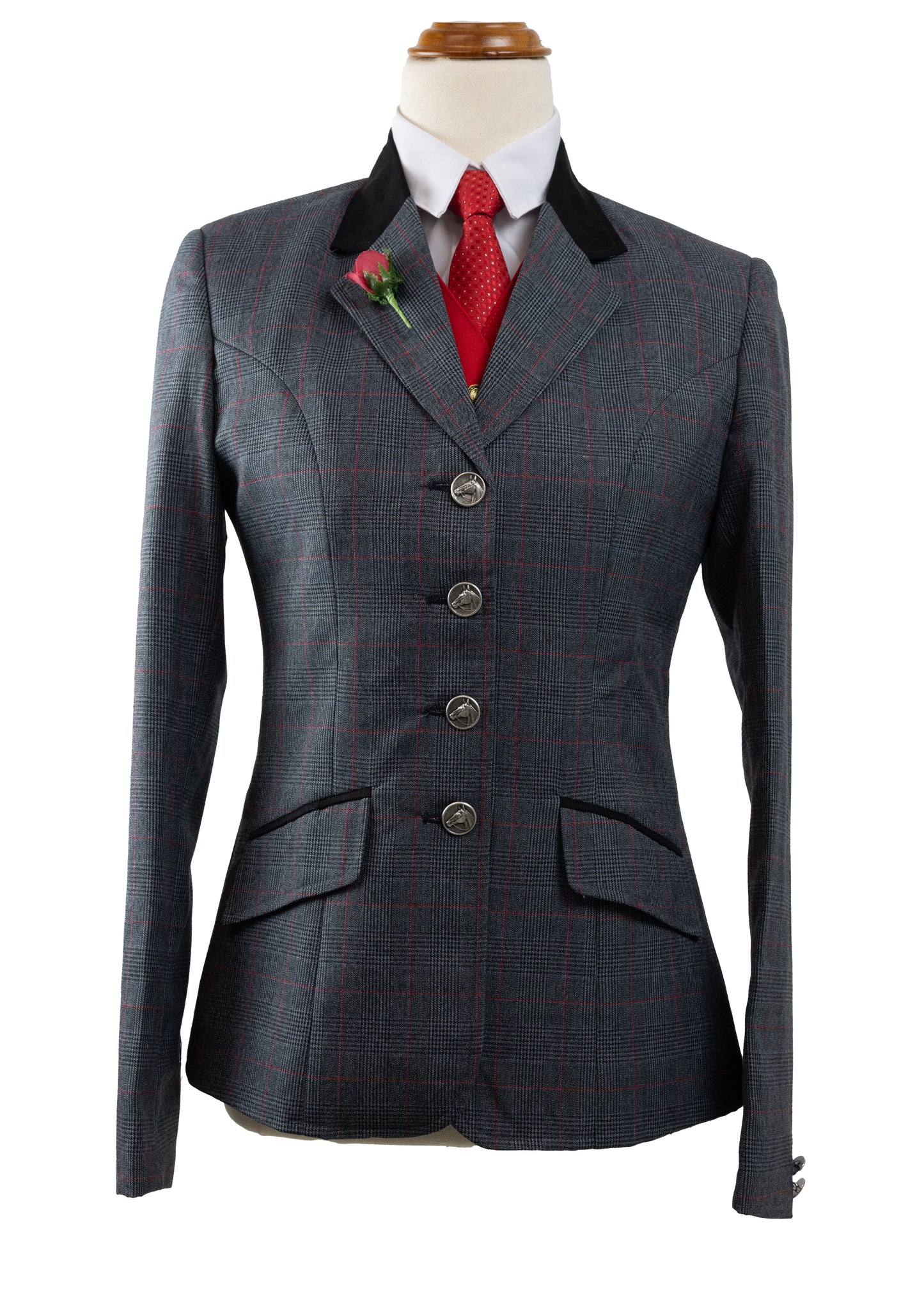 26 - 2023 Ladies dark grey and black fine wool blend tweed jacket
