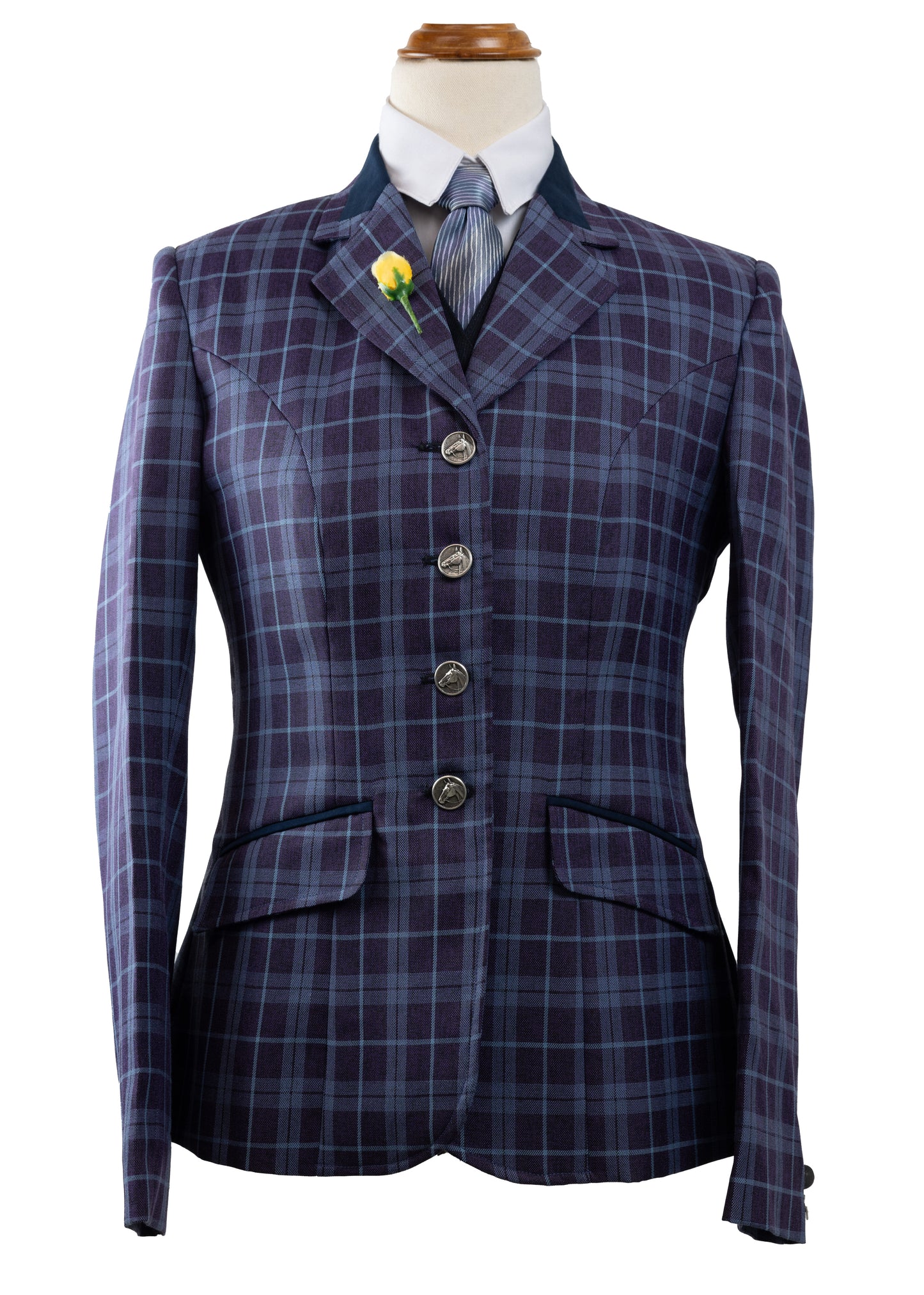 28 - 2023 Ladies purple and baby blue wool blend tweed jacket