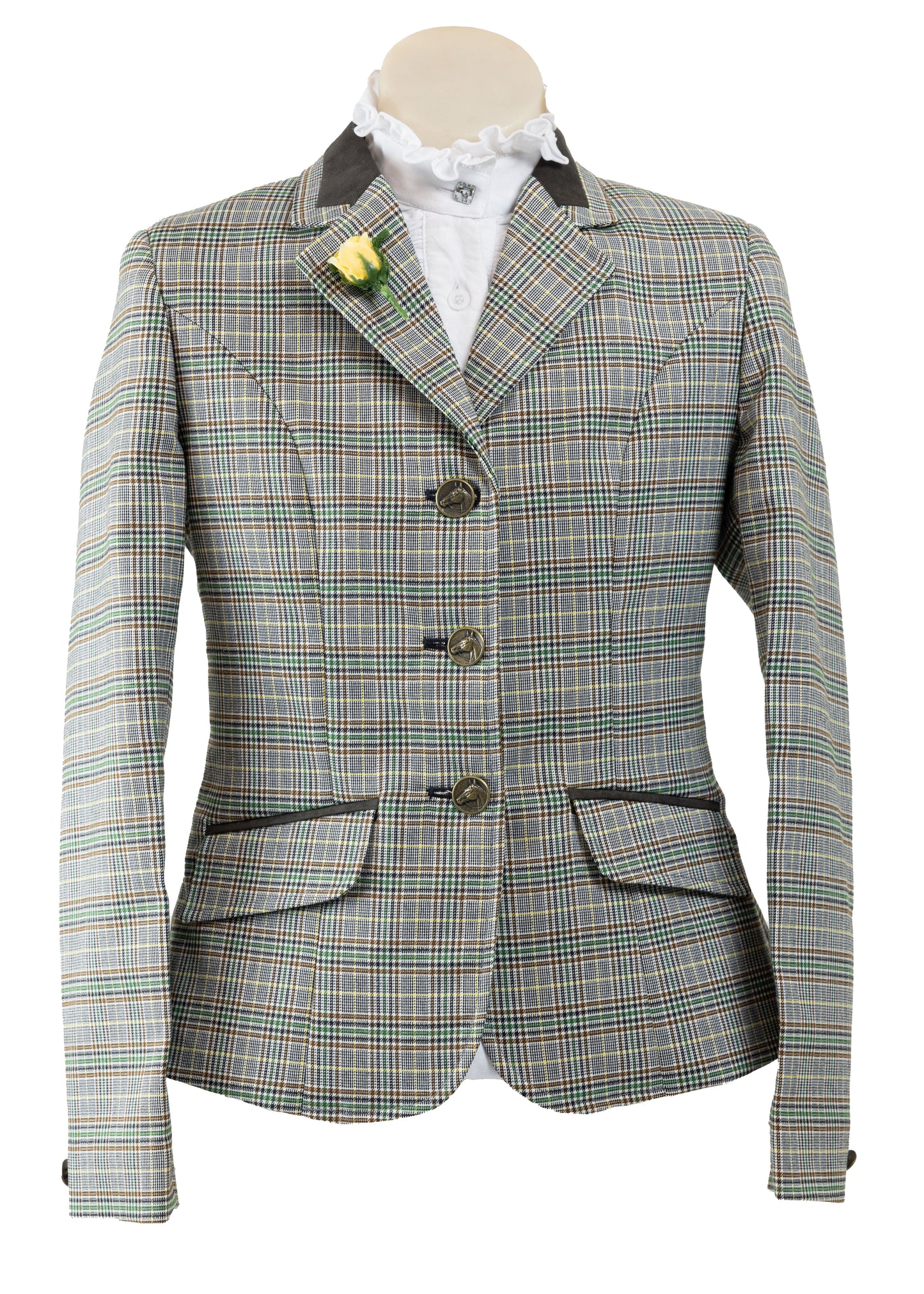 01 - Childrens Brown tweed wool blend with overcheck riding jacket