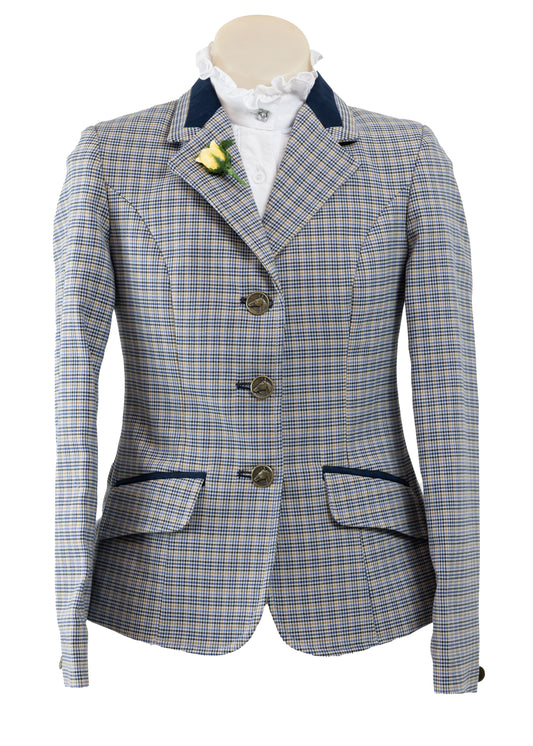 10 - Childrens Navy, baby blue and mustard houndstooth wool blend tweed Jacket