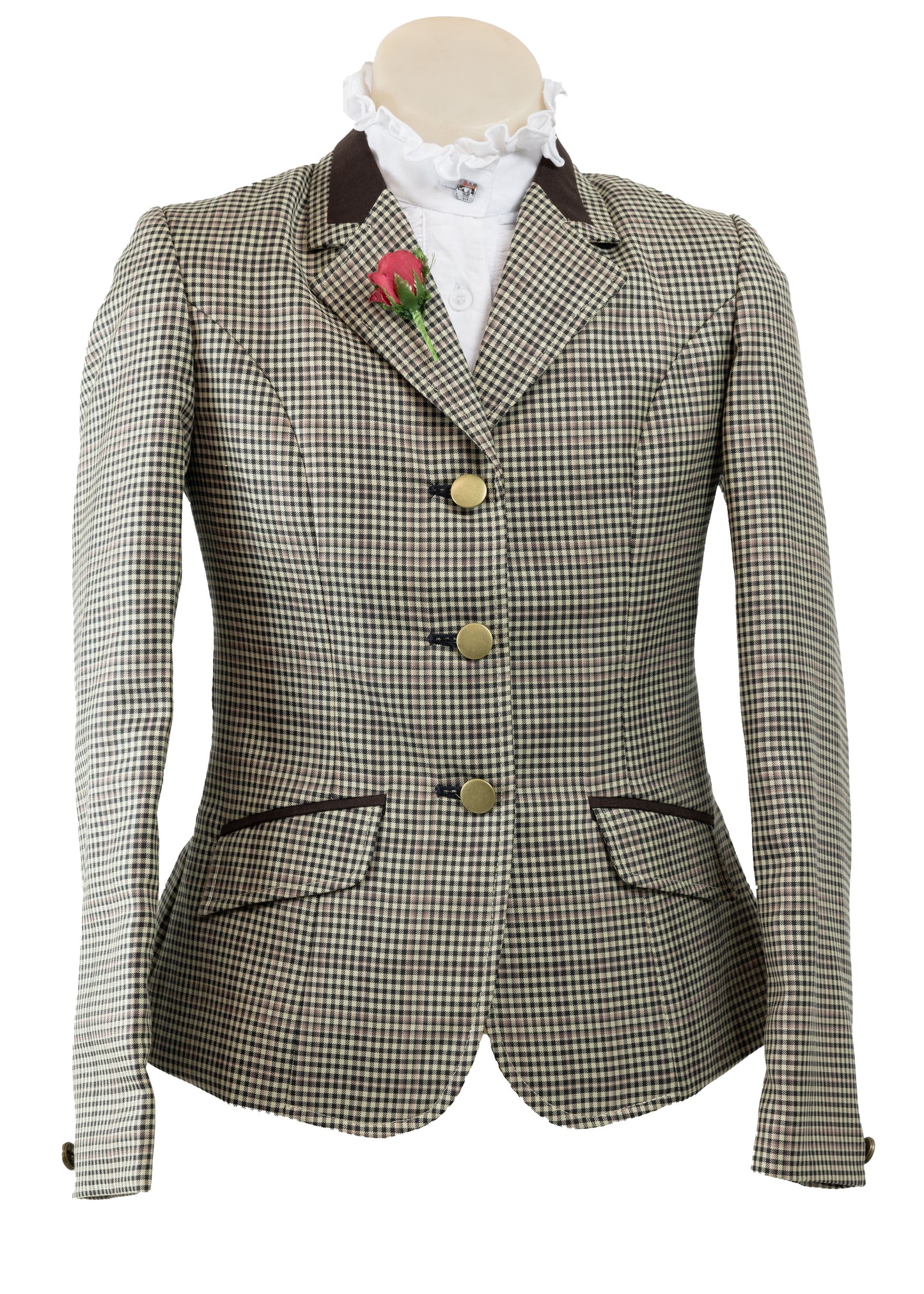 13 - Childrens brown, beige and deep cream wool blend houndstooth tweed Jacket