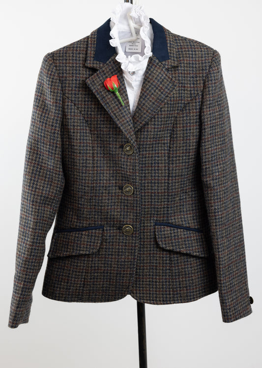 19 - Childrens Navy and brown pure wool tweed Jacket