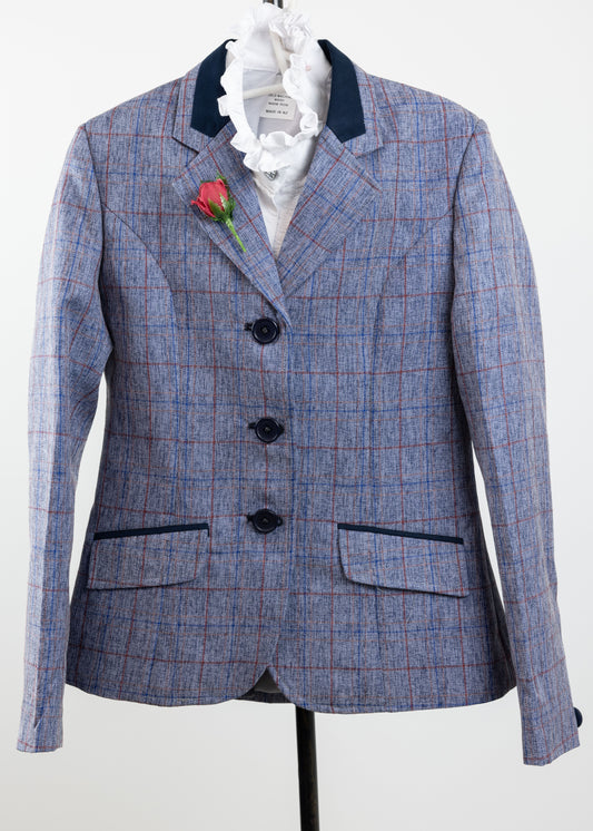 21 - Childrens Blue/grey wool blend tweed with overcheck Jacket
