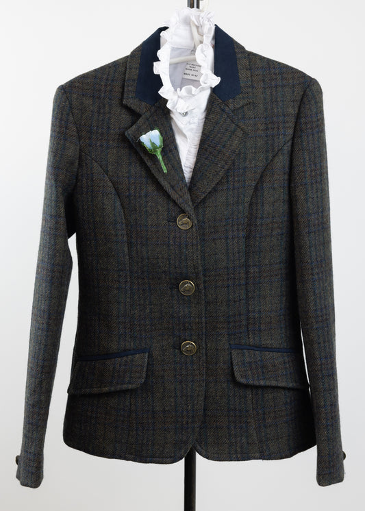 23 - Childrens green/blue/brown pure wool tweed with overcheck Jacket