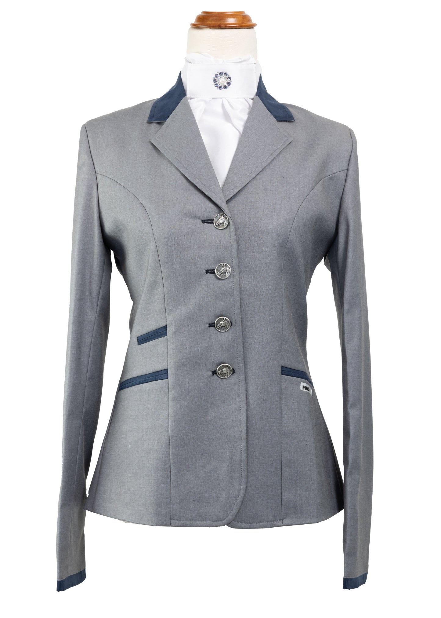 Silver Grey - Ladies Stretch Jacket with Navy detail