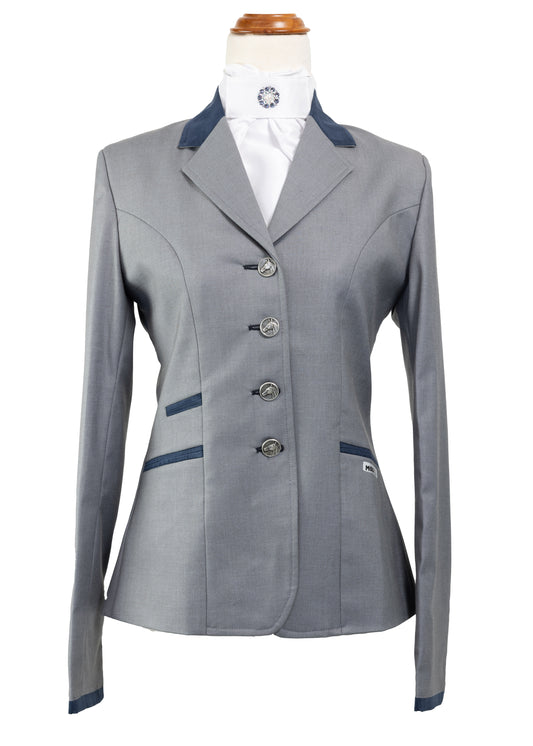 New Style Silver Grey Stretch Jacket with Navy Detail