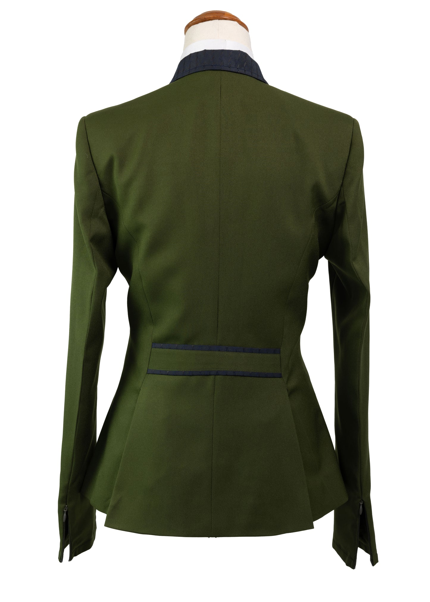 New Style Striking Army Green Stretch Jacket with Navy Self Pattern Detail