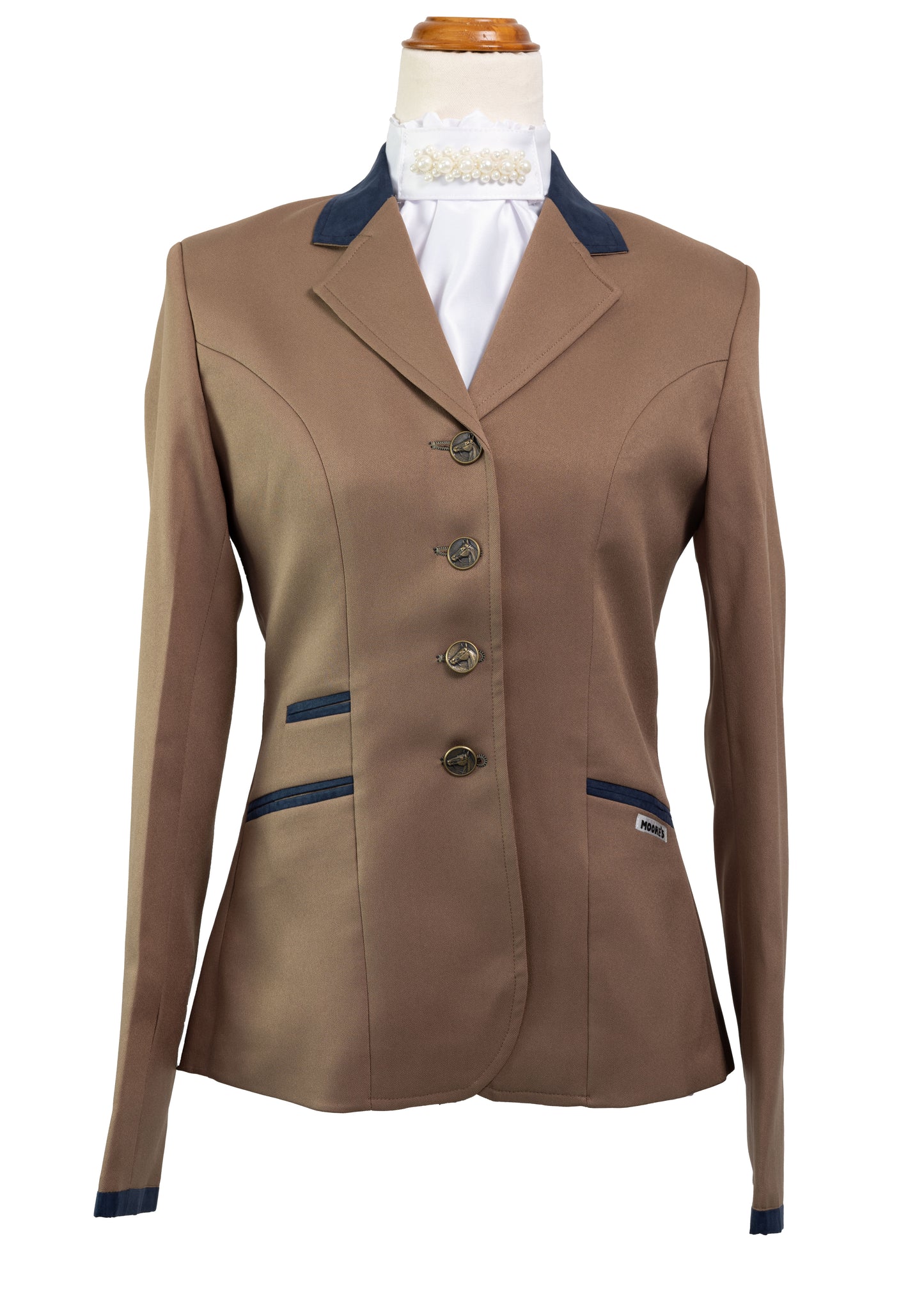 New Style Choco Milk Stretch Jacket with Navy Detail