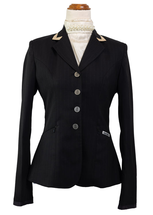 Classic Ladies Black Stretch Jacket with Gold Trim