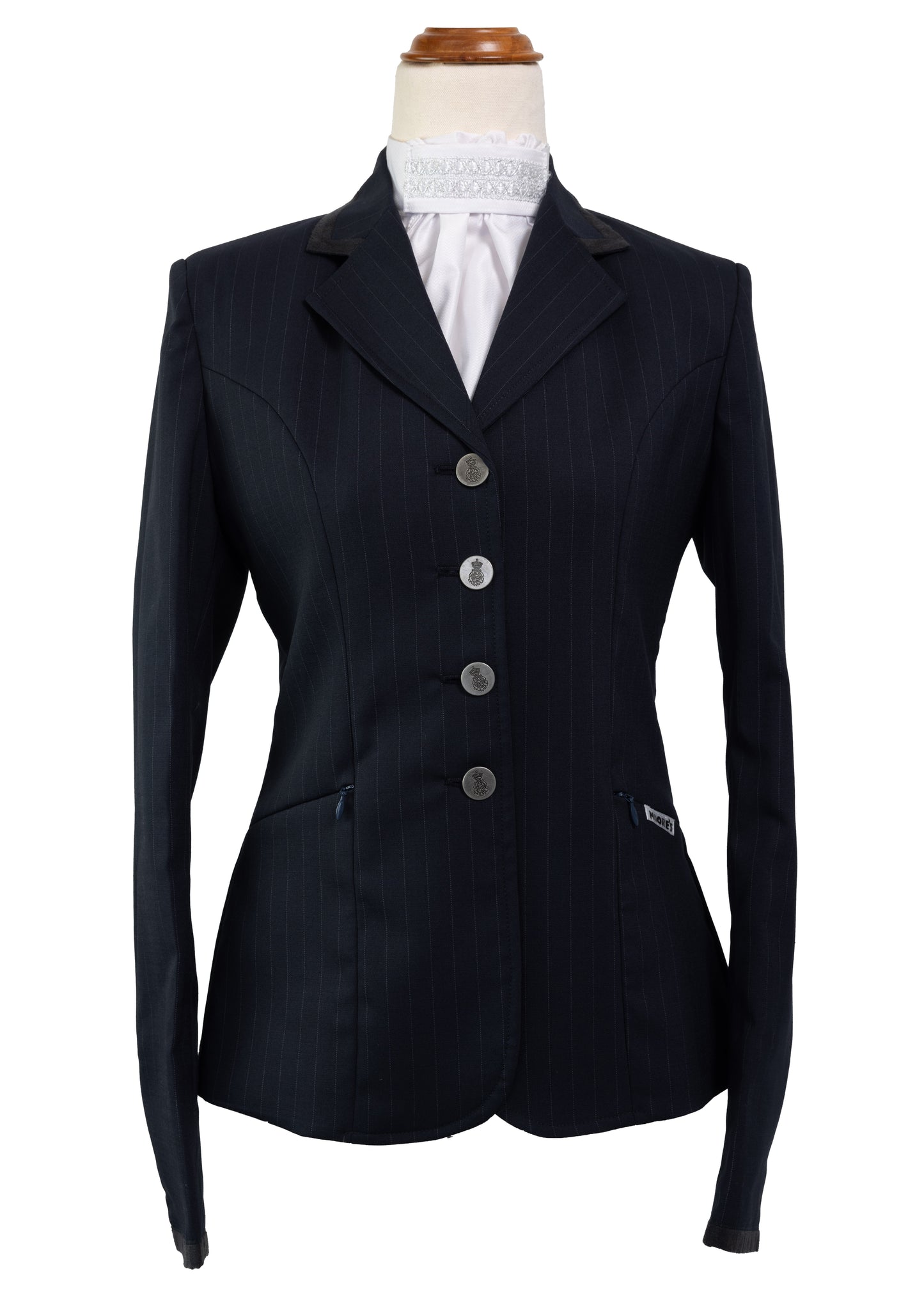 Classic Ladies Navy Stretch Jacket with Black Trim