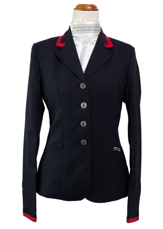 Classic Ladies Navy Stretch Jacket with Red Trim