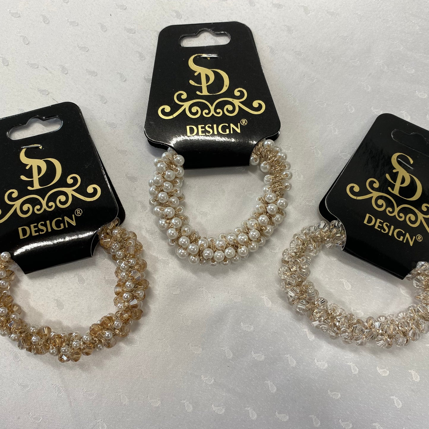 SD® Sara scrunchie Gold Crystal/Pearl