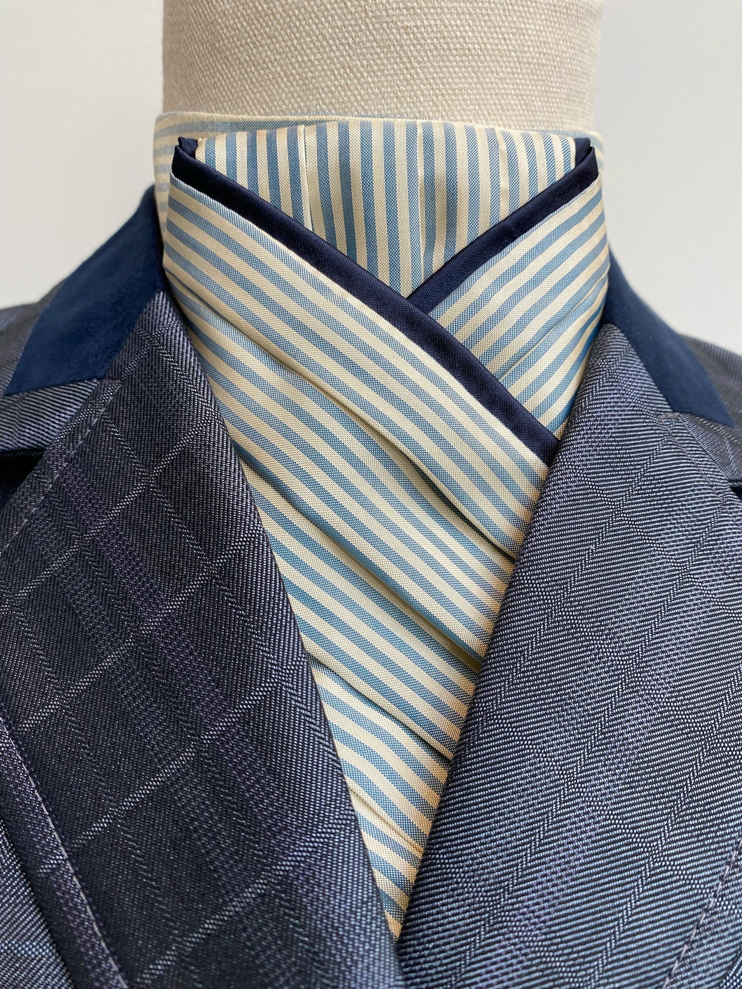 Blue/Lemon Pre-tied Stock PTS11