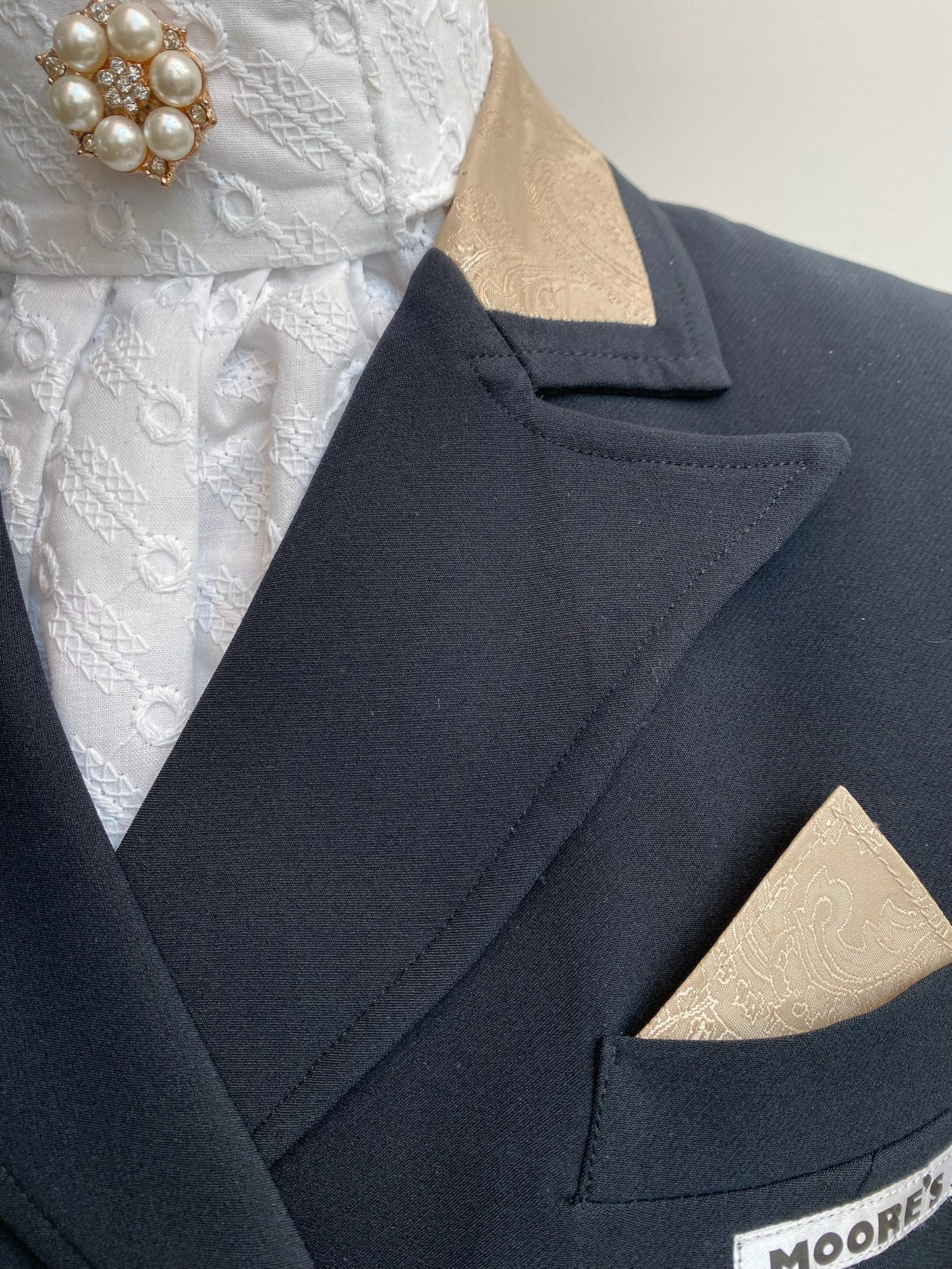 New Season - MRW Ladies Midnight Navy & Soft Gold Stretch Dressage Tailcoat