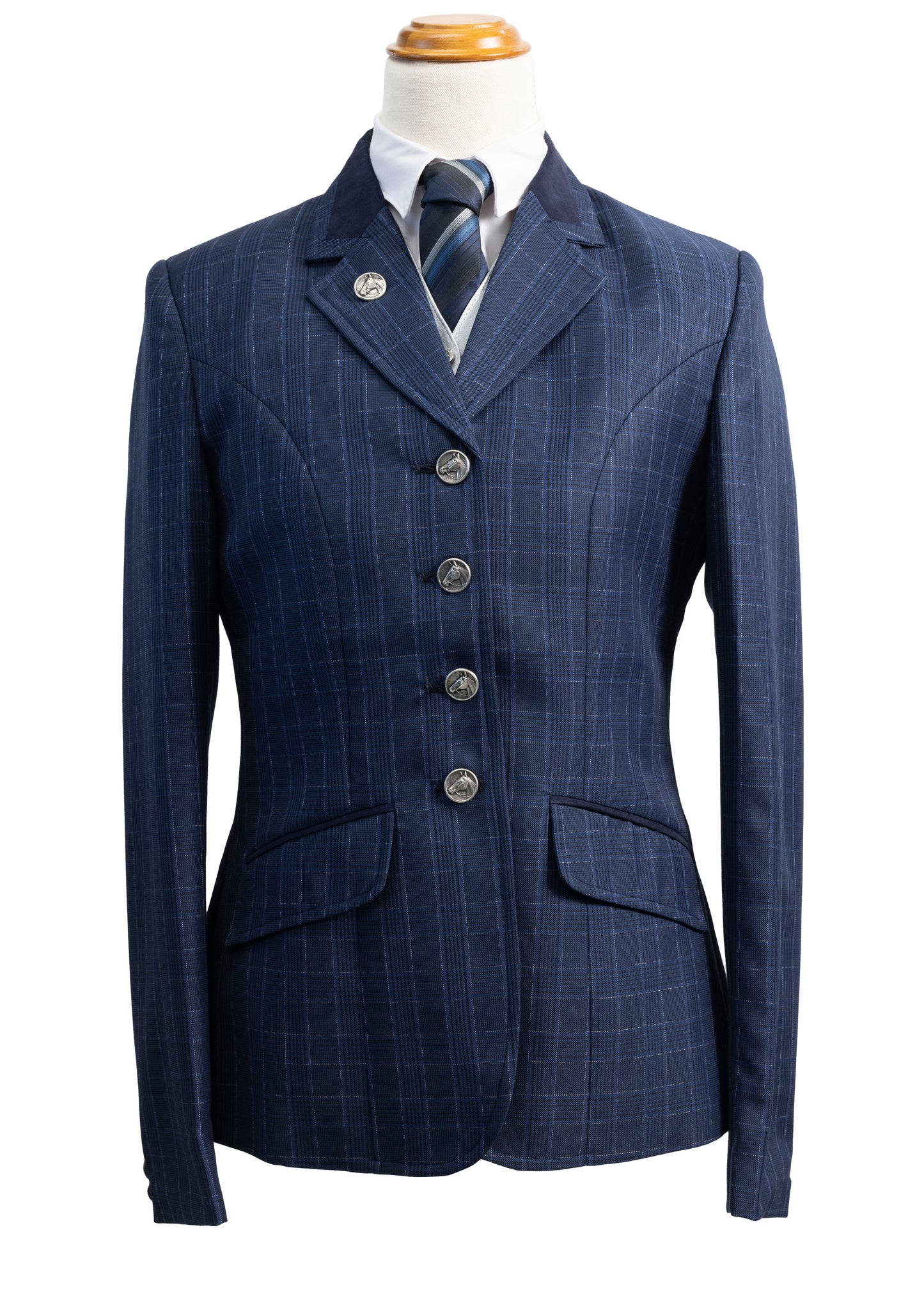 19 - 2025 Ladies navy tweed with a silver & mid blue overcheck jacket