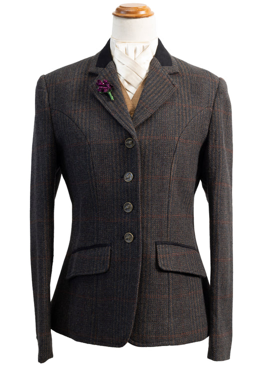 09- 2025 Ladies Dark brown & black tweed with subtle copper overcheck jacket