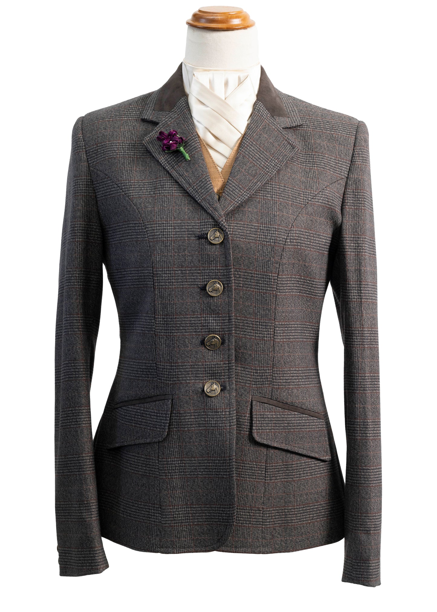 26 - 2025 Ladies classic brown tweed with a chocolate brown and rust overcheck jacket