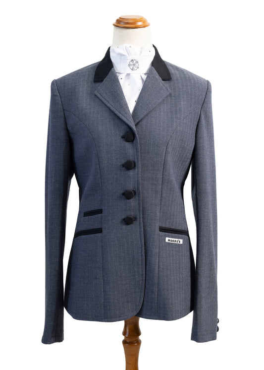 New Style Herringbone Tweed - Ladies Stretch Jacket with Black detailing