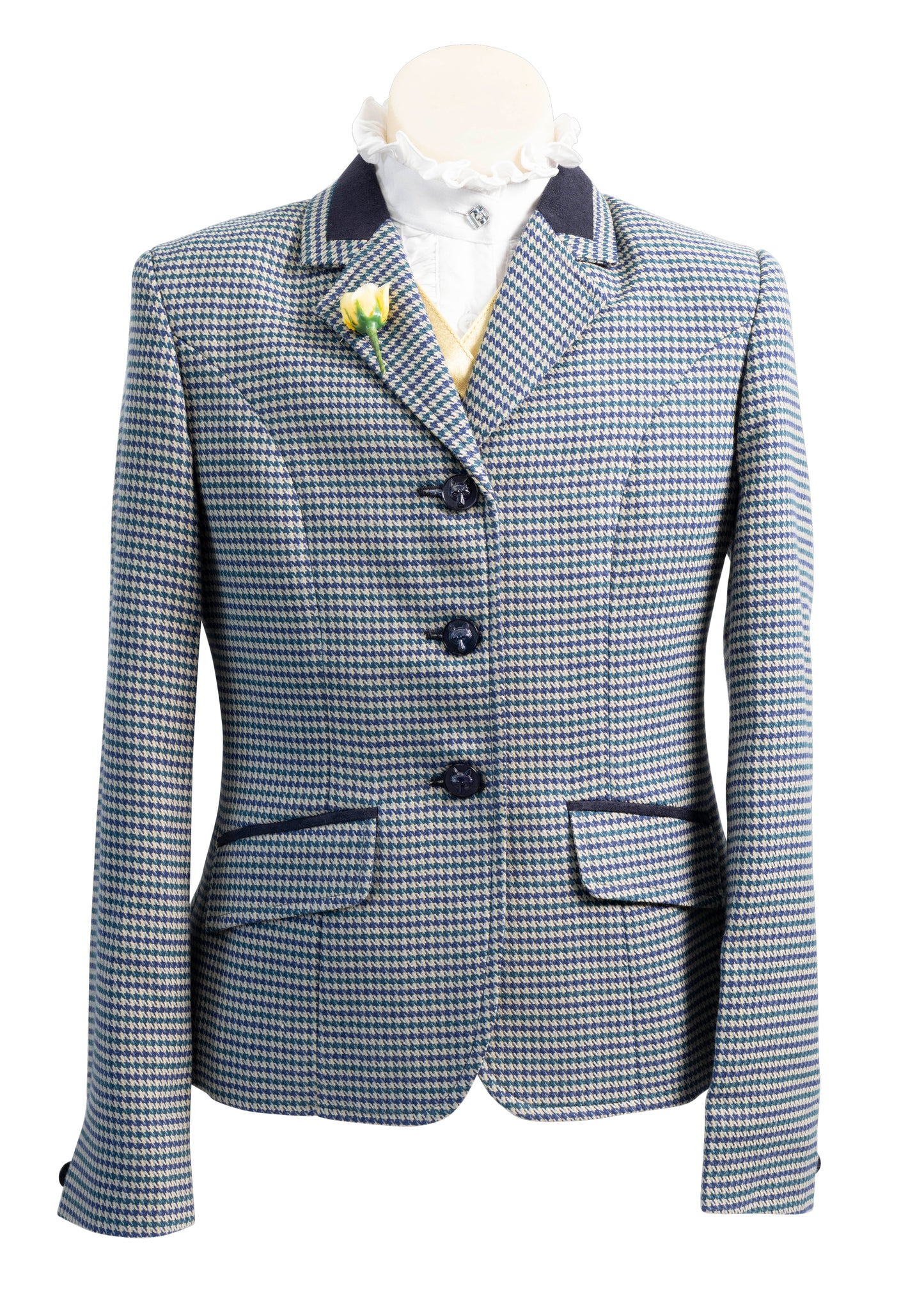 1 - 2025 Children's Navy & Bottle Green Tweed, Cream Base with Baby Blue Check Jacket