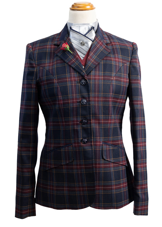 11 - 2025 Ladies dark navy & deep red with an overcheck of silver and rust jacket
