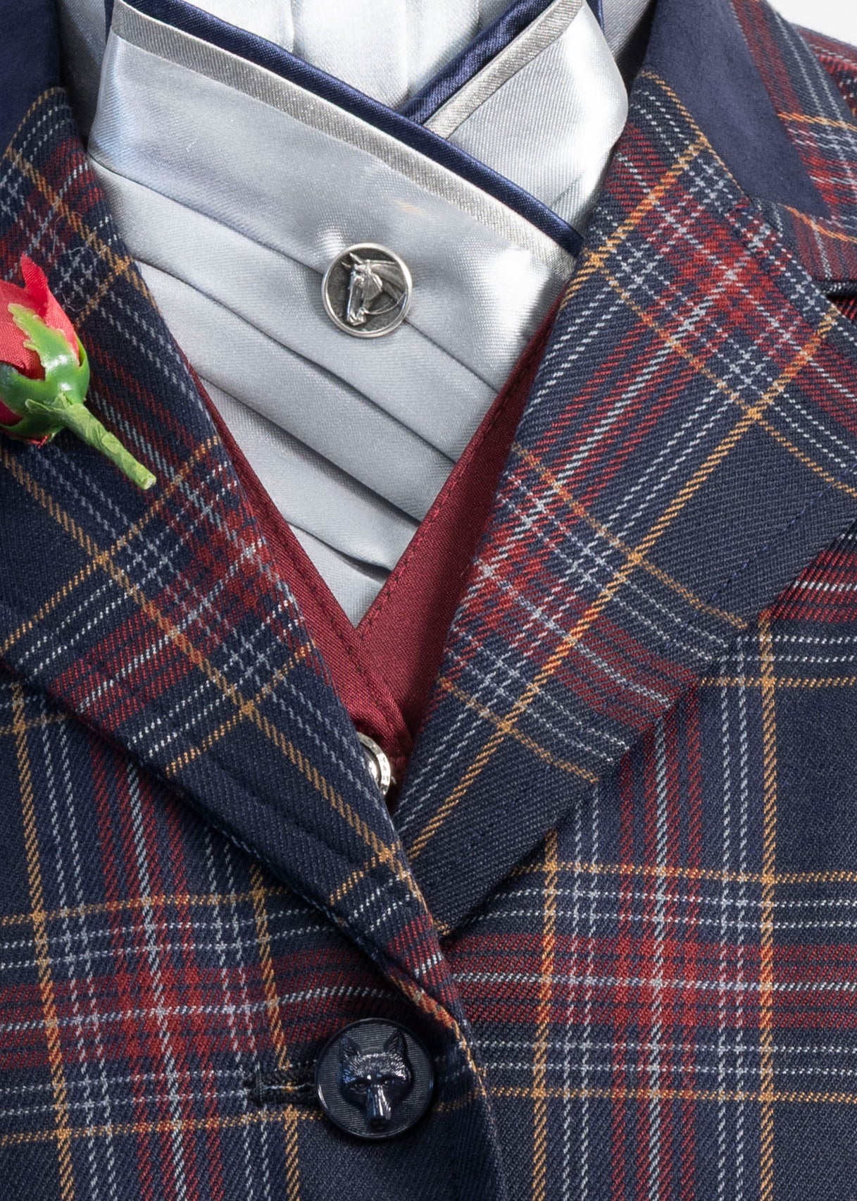 11 - 2025 Ladies dark navy & deep red with an overcheck of silver and rust jacket