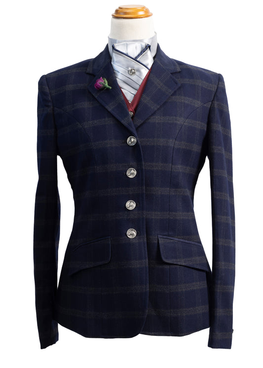 08- 2025 Ladies dark navy tweed with a slate grey overcheck jacket