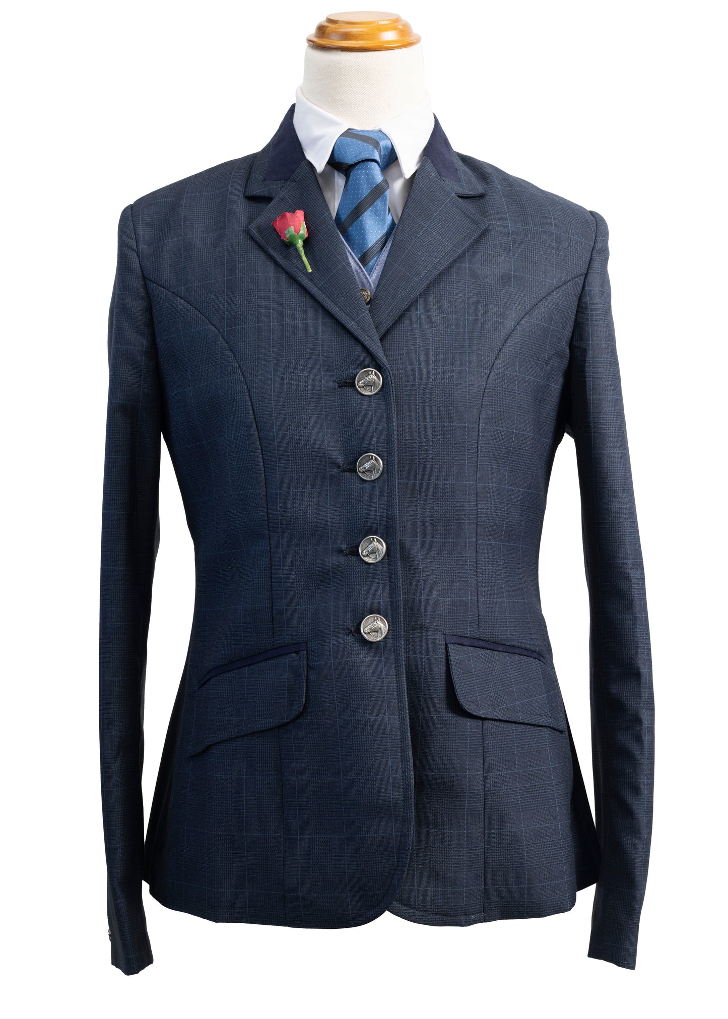13 - 2025 Ladies classic navy blue tweed with subtle blue overcheck jacket