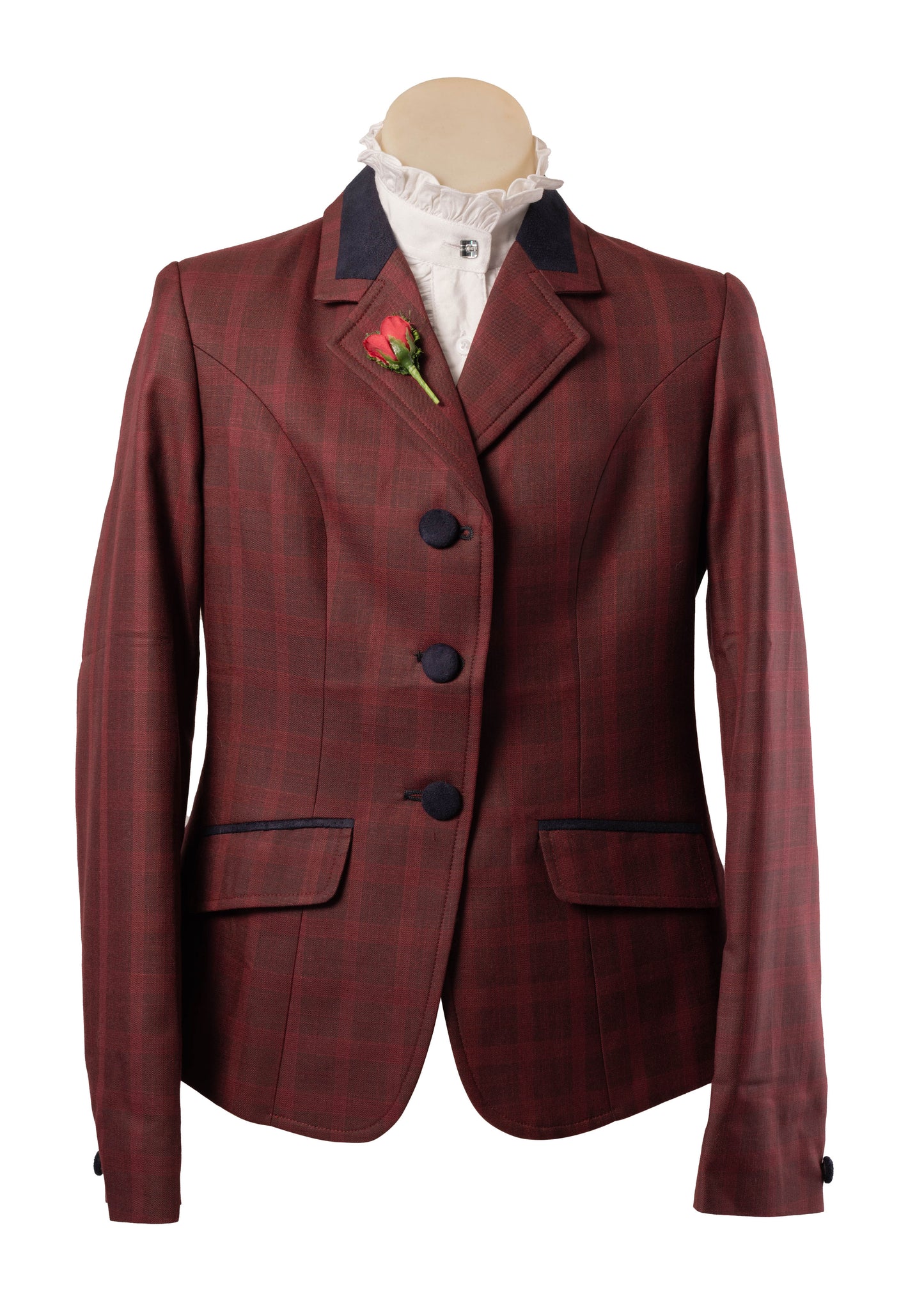 14 - 2026 Childrens Burgundy tweed with subtle self pattern and navy detail Jacket