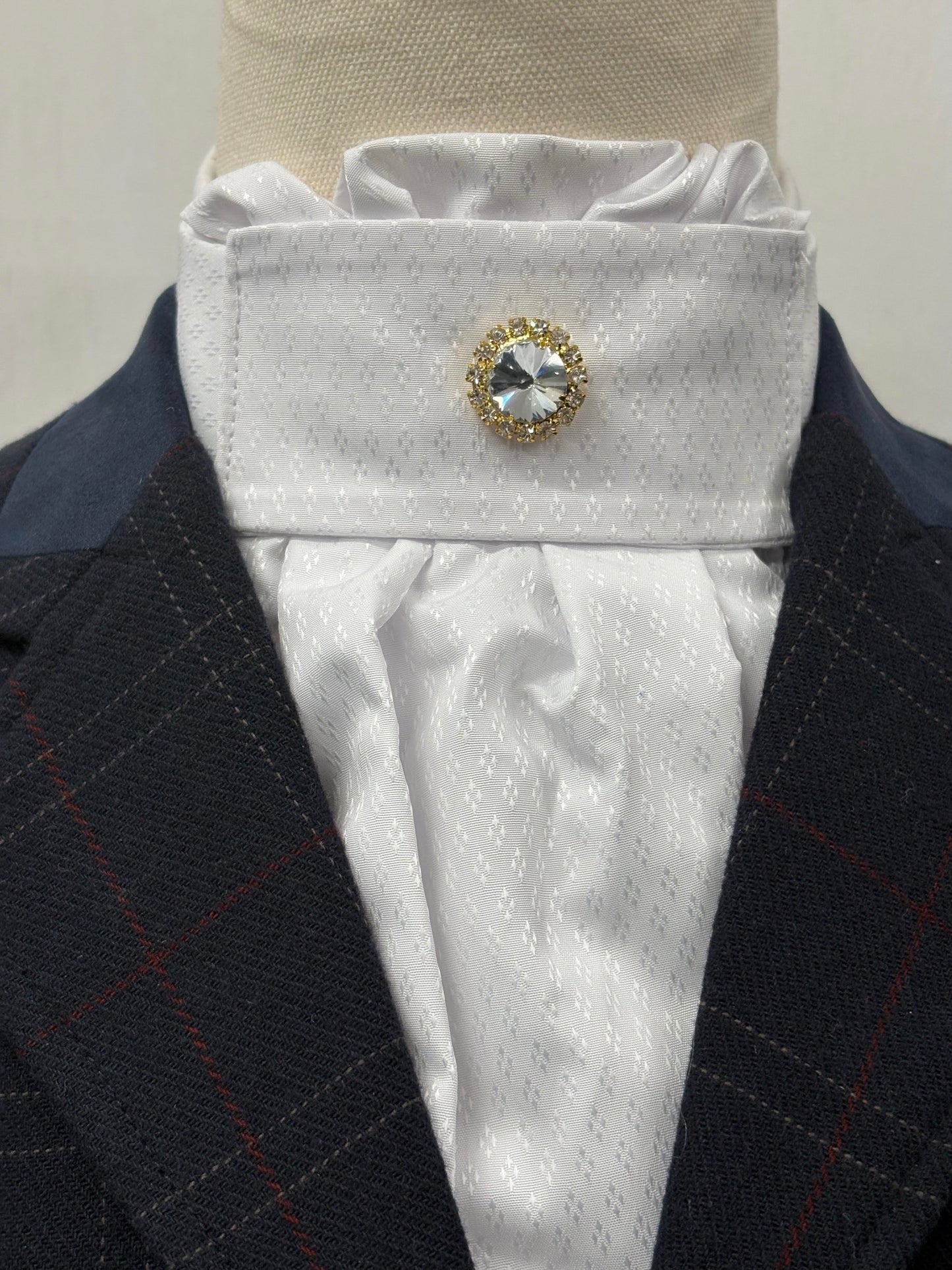 White Pre-tied Dressage Stock DPTS15