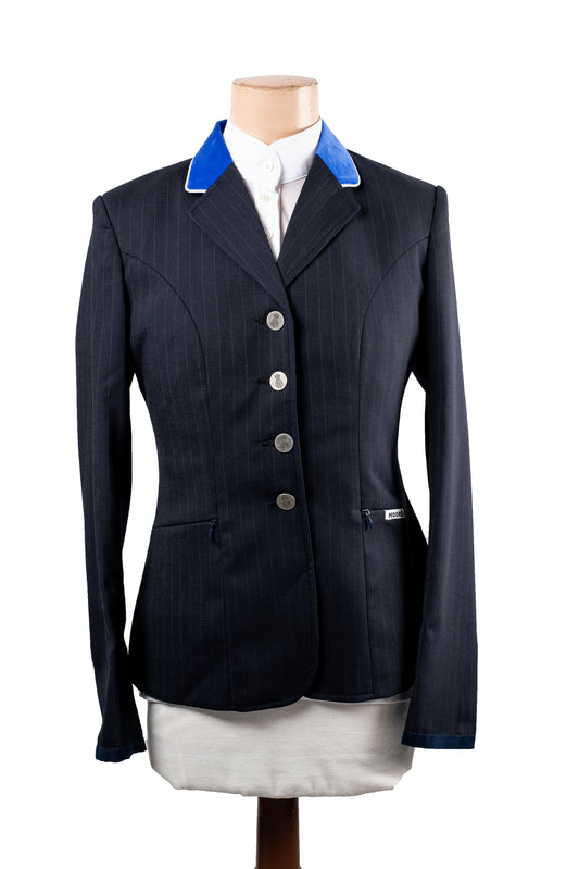 Ladies Navy Stretch Jacket with Full Royal Blue Collar and White Trim
