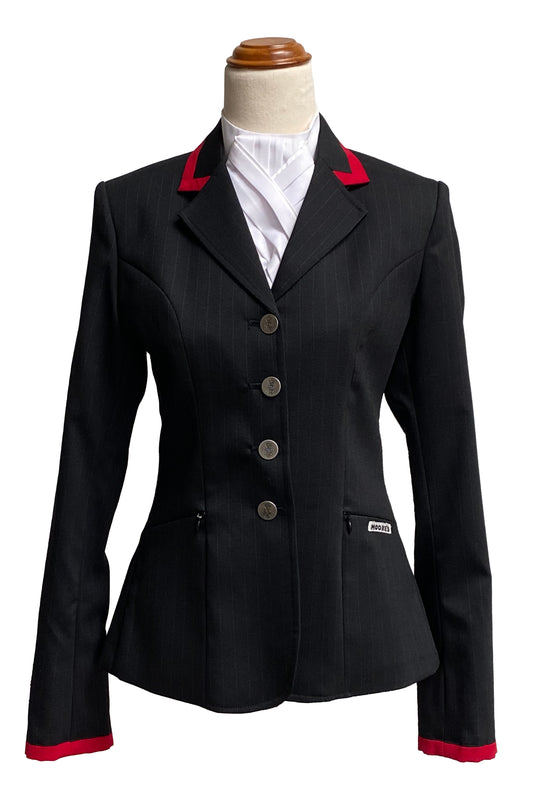 Classic Ladies Black Stretch Jacket with Red Trim