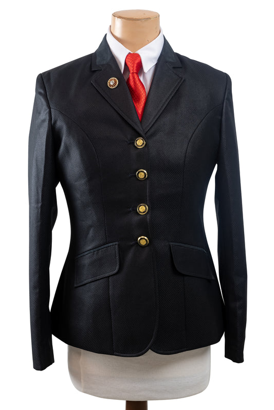 6 - 2021 Ladies Gleaming subtle sheen black-on-black wool blend with a self pattern