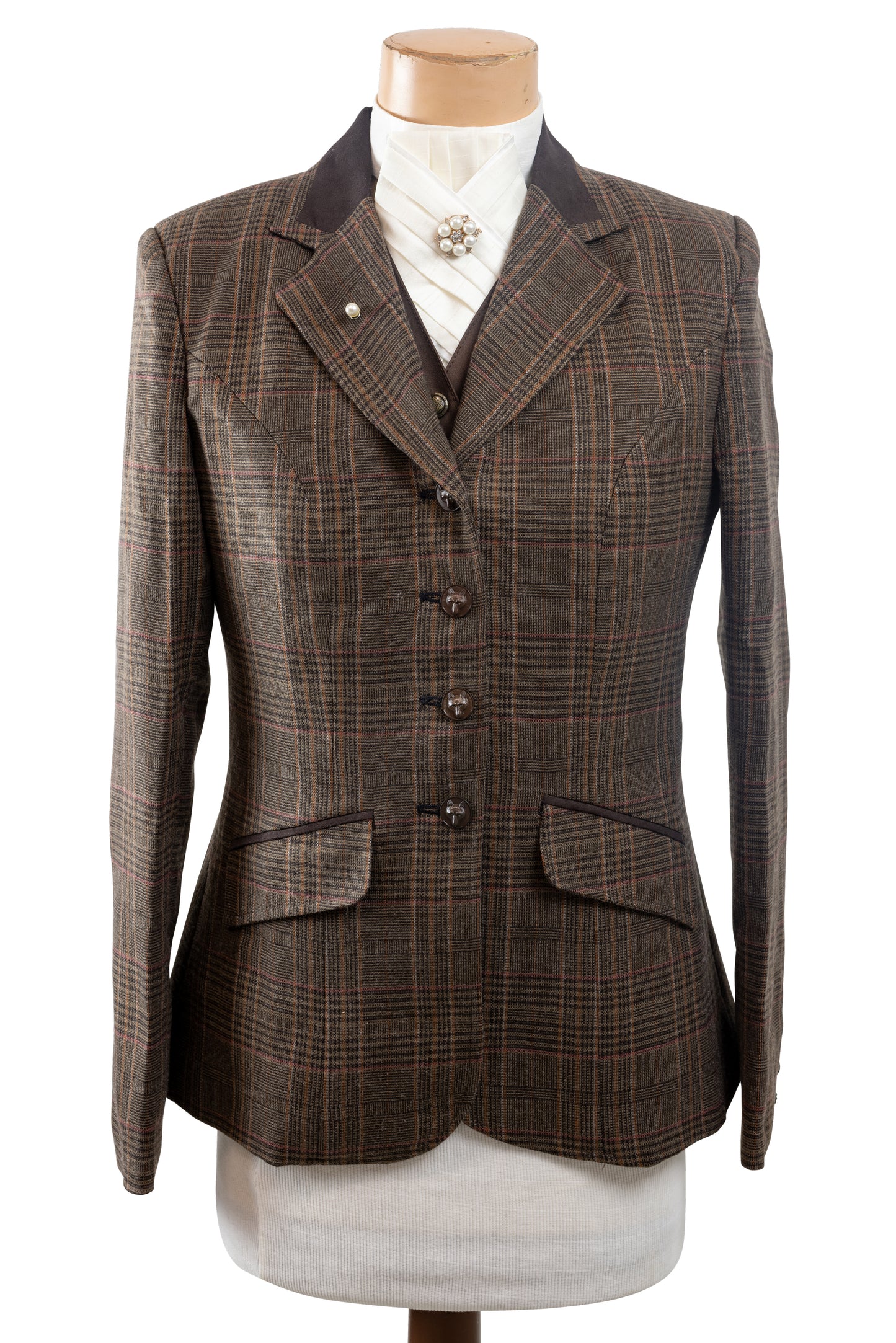 12 - 2021 Traditional Brown pure wool tweed with a caramel rust and chocolate brown overcheck