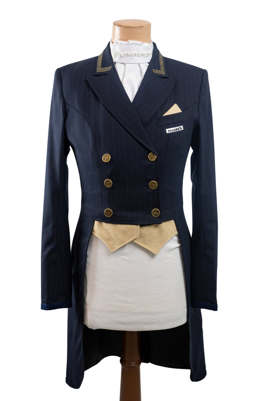 Limited Edition Ladies Navy Stretch Dressage Tailcoat with Gold Swarovski Trim