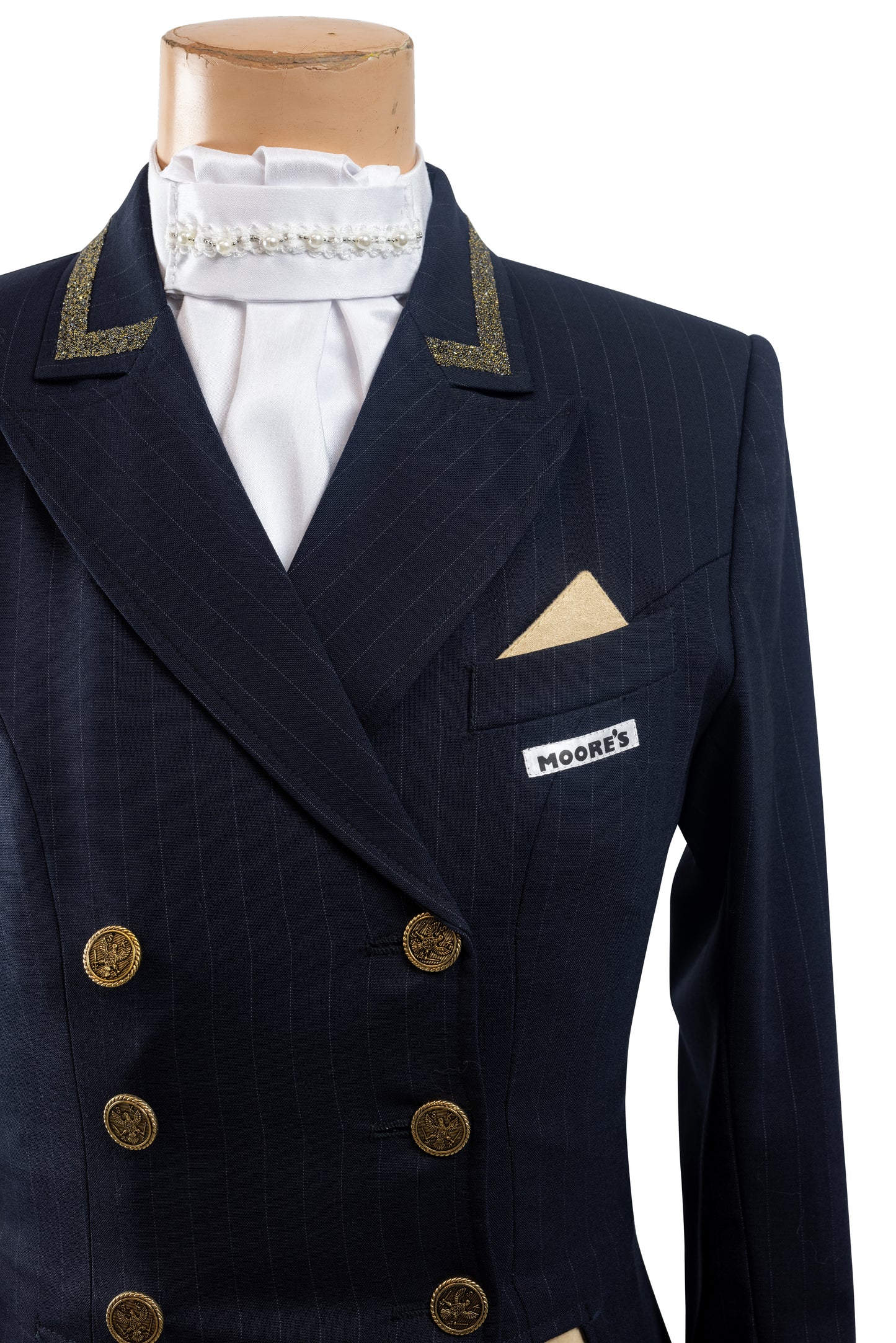 Limited Edition Ladies Navy Stretch Dressage Tailcoat with Gold Swarovski Trim