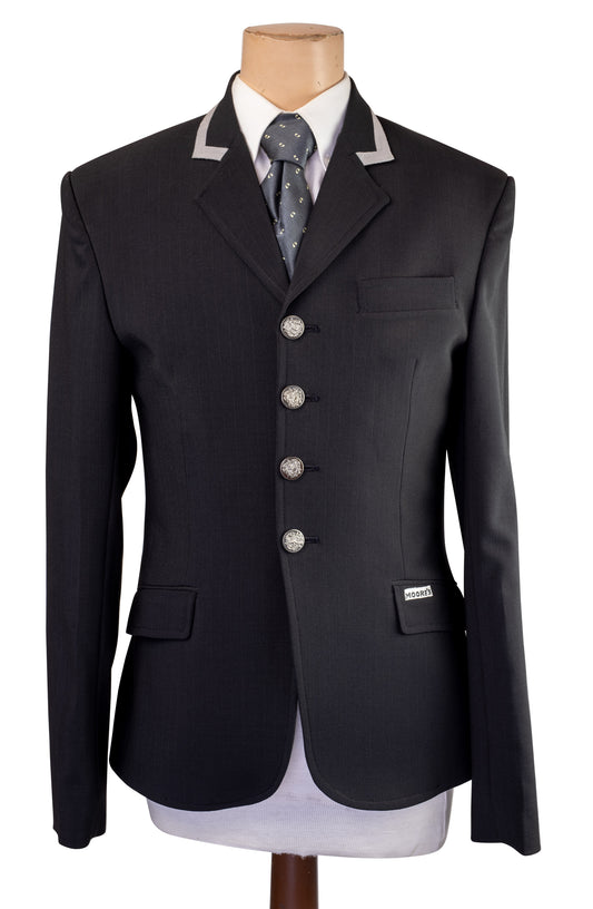 Mens Stretch Jacket Black with Grey Trim