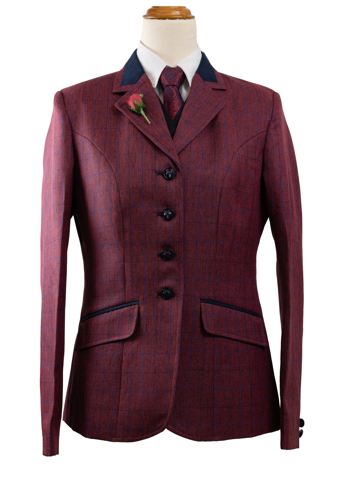 17 - 2023 Ladies burgundy & red wool blend tweed jacket