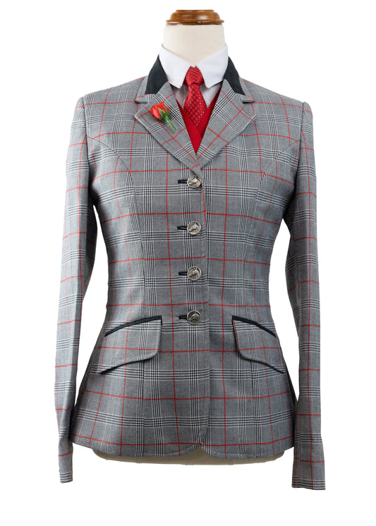 25 - 2023 Ladies grey and black wool blend tweed with overcheck jacket