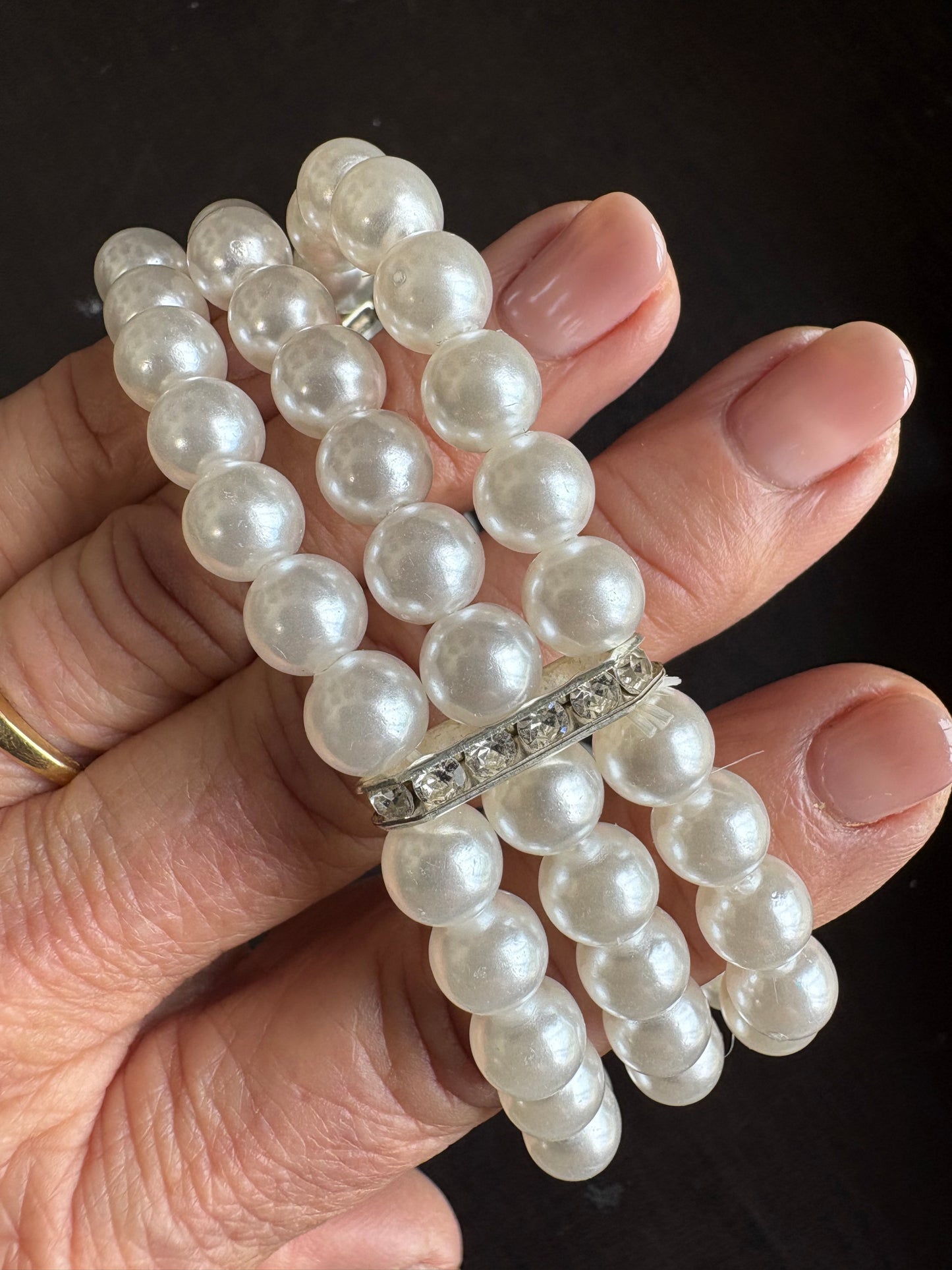Pearl & Crystal Hair Bun Ring