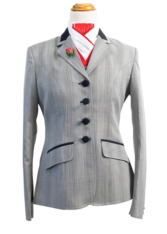 14 - 2025 Ladies silver grey and black fine wool blend tweed jacket