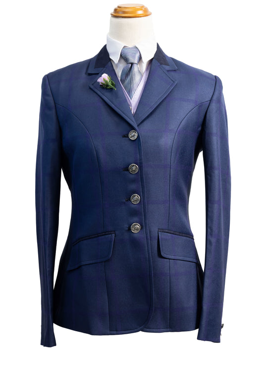 18 - 2025 Ladies navy tweed with a subtle mauve overcheck jacket